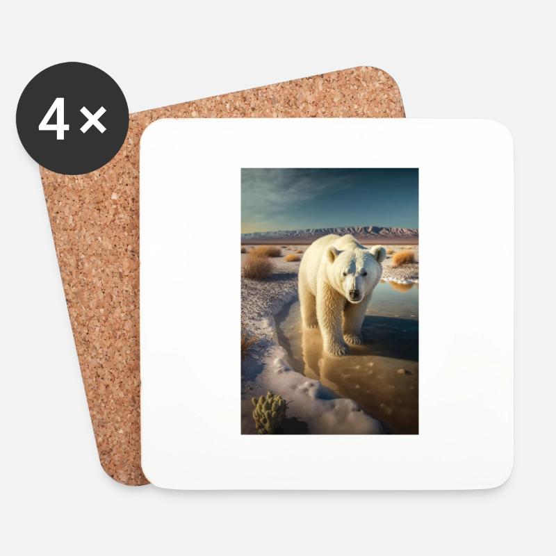Eisbär Wüste Klima Klimaerwärmung Klimaschutz - Untersetzer (4er-Set) - Weiß
