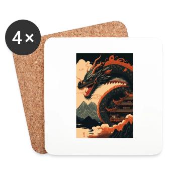 Japanischer Drache Chinesischer Drache - Untersetzer (4er-Set) - Weiß - Vorne