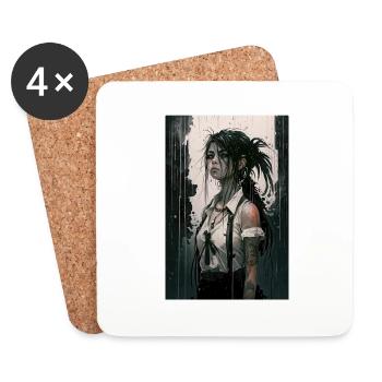 Gothic Mädchen Anime Emo Girl - Coasters (set of 4) - white - Front