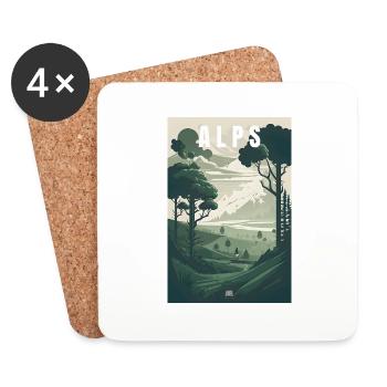 Alpes randonnée Nature Montagnes Cadeau - Dessous de verre (lot de 4) - blanc - Devant