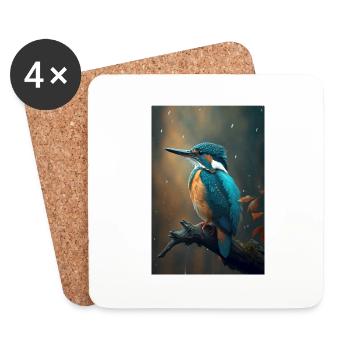 Eisvogel Kingfisher Vogel bird Lover - Coasters (set of 4) - white - Front