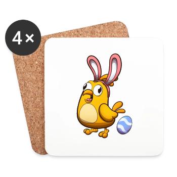 Cute Little Easter Chick With Rabbit Ears - Coasters (set of 4) - white - Front