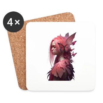 Butterfly Girl Pink Gift - Coasters (set of 4) - white - Front