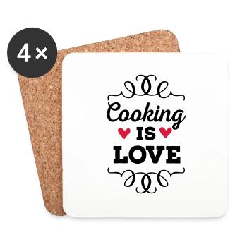 Cooking is Love - Untersetzer (4er-Set) - Weiß - Vorne