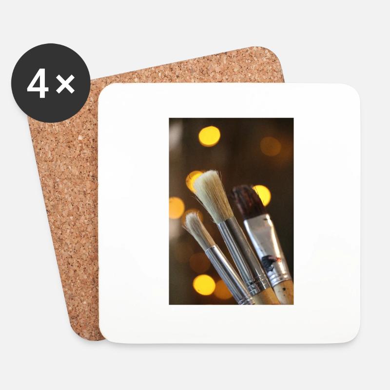 Nahaufnahme Pinsel mit Bokeh - Untersetzer (4er-Set) - Weiß