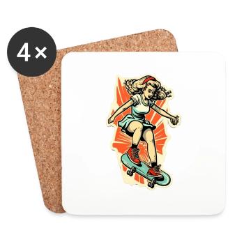 Skater Girl - Coasters (set of 4) - white - Front
