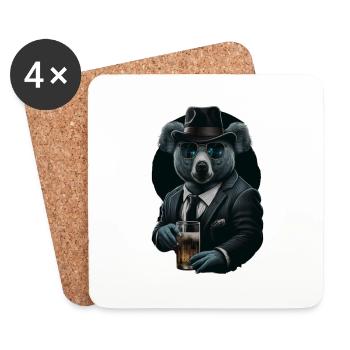 Cooler Koala mit Sonnenbrille und Bier im Anzug - Untersetzer (4er-Set) - Weiß - Vorne