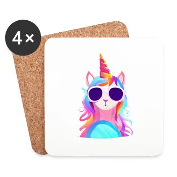 Licorne Licorne Mythique Animal Licornes Fille - Dessous de verre (lot de 4) - blanc - Devant