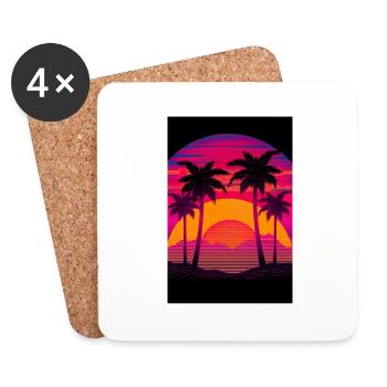 Tropical 80s Sunset Classic - Coasters (set of 4) - white - Front