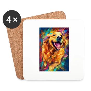 Labrador Golden Retriever - Untersetzer (4er-Set) - Weiß - Vorne