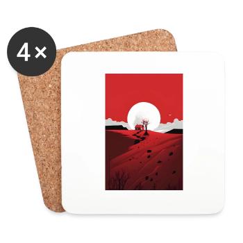 Cadeau de randonnée nature minimaliste - Dessous de verre (lot de 4) - blanc - Devant