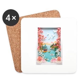 Cadeau Japan Nature Lake - Dessous de verre (lot de 4) - blanc - Devant