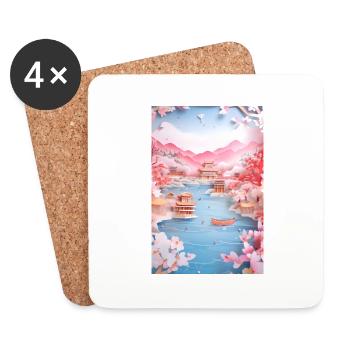 Japan Lake Landscape Nature Gift - Coasters (set of 4) - white - Front