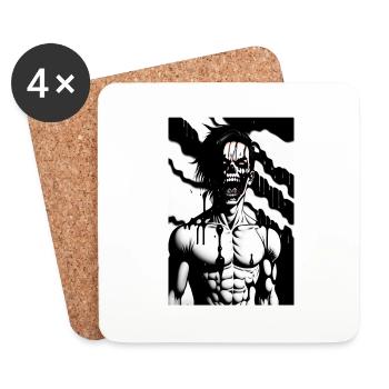 melting zombie manga - Dessous de verre (lot de 4) - blanc - Devant