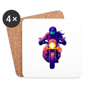 Motocross Fan Motocycliste - Dessous de verre (lot de 4) - blanc - Devant