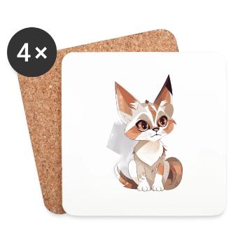 Süße Katze - Untersetzer (4er-Set) - Weiß - Vorne