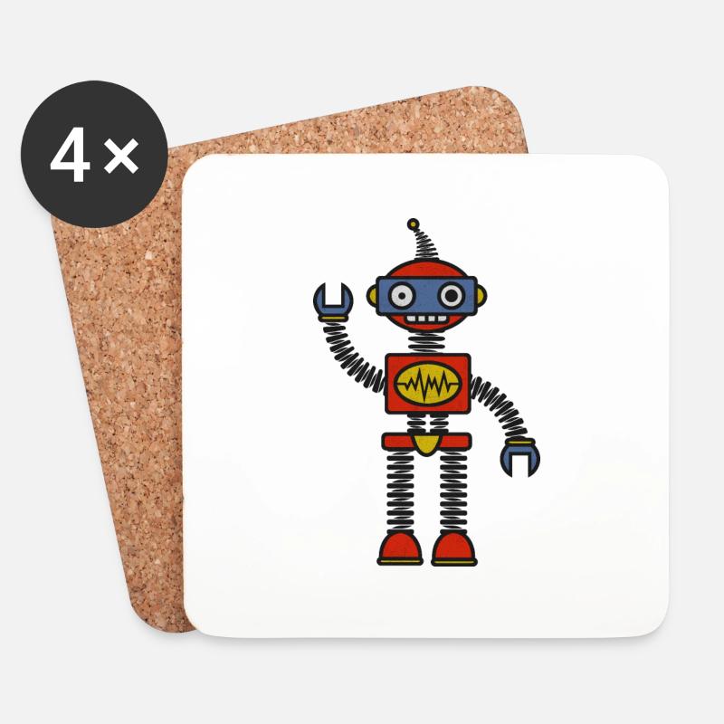 Roboter - Untersetzer (4er-Set) - Weiß
