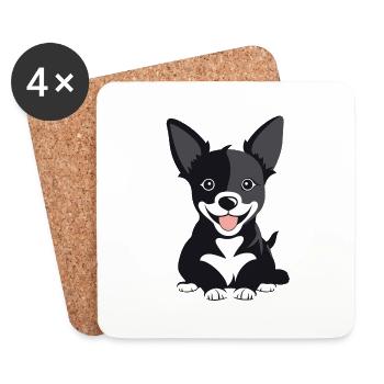 Happy dog puppy with outstretched tongue - Coasters (set of 4) - white - Front