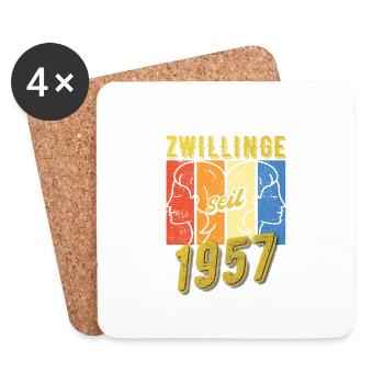 Zwillinge Sternzeichen 1957 Geschenk - Untersetzer (4er-Set) - Weiß - Vorne