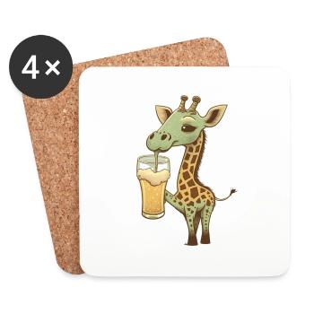Niedliche Giraffe trinkt ein Glas Bier - Untersetzer (4er-Set) - Weiß - Vorne
