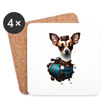 Steampunk Chihuahua - Untersetzer (4er-Set) - Weiß - Vorne