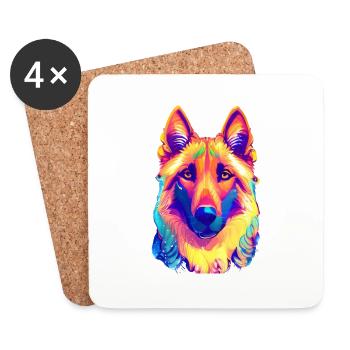 chiens chien chien propriétaire de chien Berger allemand propriétaire de chien - Dessous de verre (lot de 4) - blanc - Devant