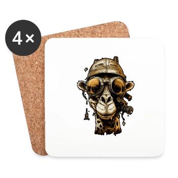 Pilot fun giraffe with glasses on his forhead - Dessous de verre (lot de 4) - blanc - Devant