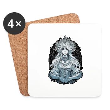 White queen priestress ,manga digital - Coasters (set of 4) - white - Front