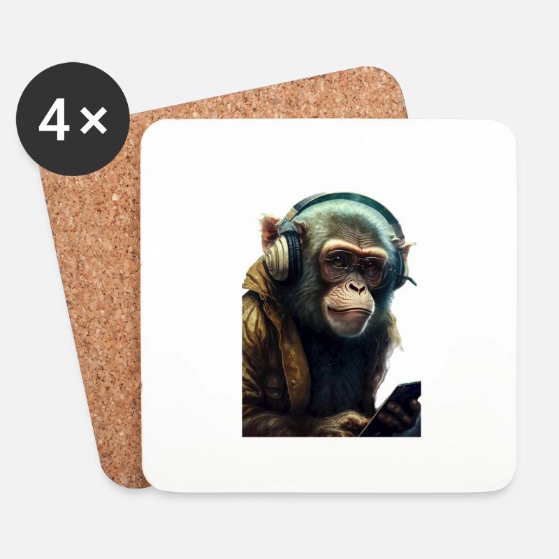 Monkey - Coasters (set of 4) - white