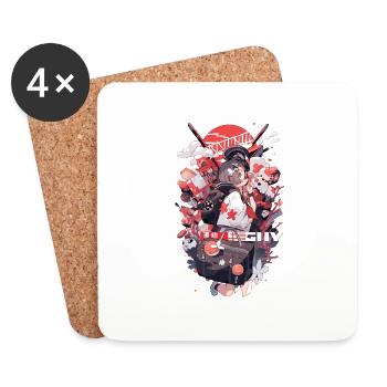 GIIY-CHAN Anime Girl Japan Design - Coasters (set of 4) - white - Front