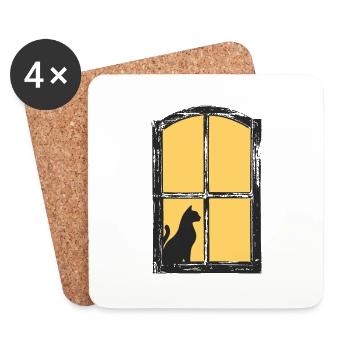 Cat - Coasters (set of 4) - white - Front