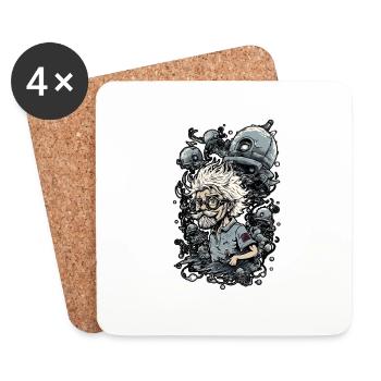 Scientific cartoon illustration, funlaboratory - Coasters (set of 4) - white - Front