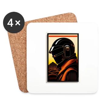 in the style of a woodblock print - Coasters (set of 4) - white - Front