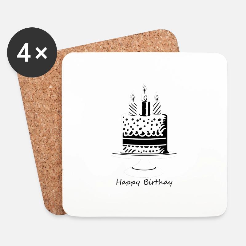 Birthday Cake - Untersetzer (4er-Set) - Weiß