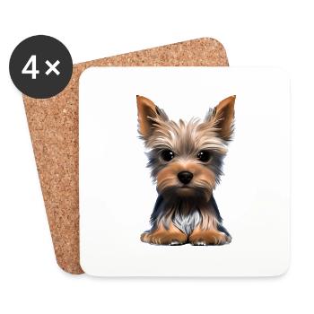 Chien chiot Yorkshire Terrier chien propriétaire chien - Dessous de verre (lot de 4) - blanc - Devant