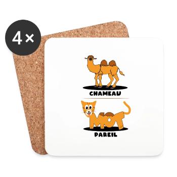 «Roupette le chat» en chameau, chat mignon humour - Dessous de verre (lot de 4) - blanc - Devant