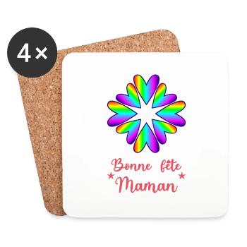 BONNE FÊTE MAMAN. MAMAN. FÊTE DES MÈRES. JE T'AIME - Dessous de verre (lot de 4) - blanc - Devant