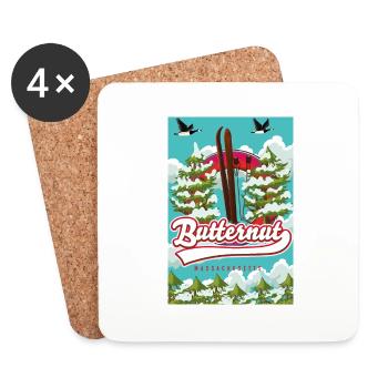 Butternut massachusetts ski poster - Coasters (set of 4) - white - Front
