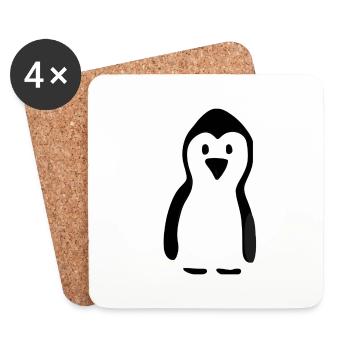 Pingouin simplement en noir et blanc - Dessous de verre (lot de 4) - blanc - Devant