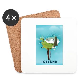 Map Of Iceland ski map - Coasters (set of 4) - white - Front