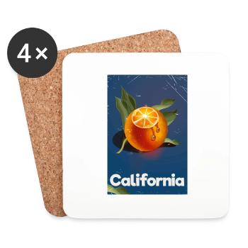 Affiche de voyage California Oranges - Dessous de verre (lot de 4) - blanc - Devant