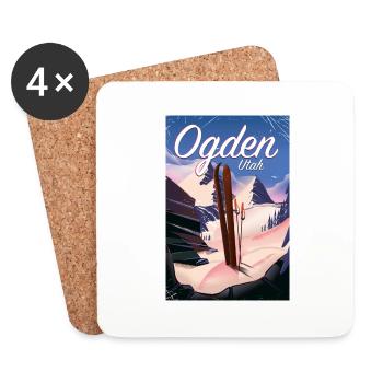 Ogden Utah Ski Poster - Untersetzer (4er-Set) - Weiß - Vorne