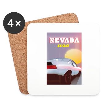 Nevada USA voiture classique - Dessous de verre (lot de 4) - blanc - Devant