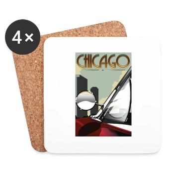 Chicago Car Travel Poster - Untersetzer (4er-Set) - Weiß - Vorne