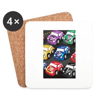 Voitures de course radiocommandées mignonnes - Dessous de verre (lot de 4) - blanc - Devant