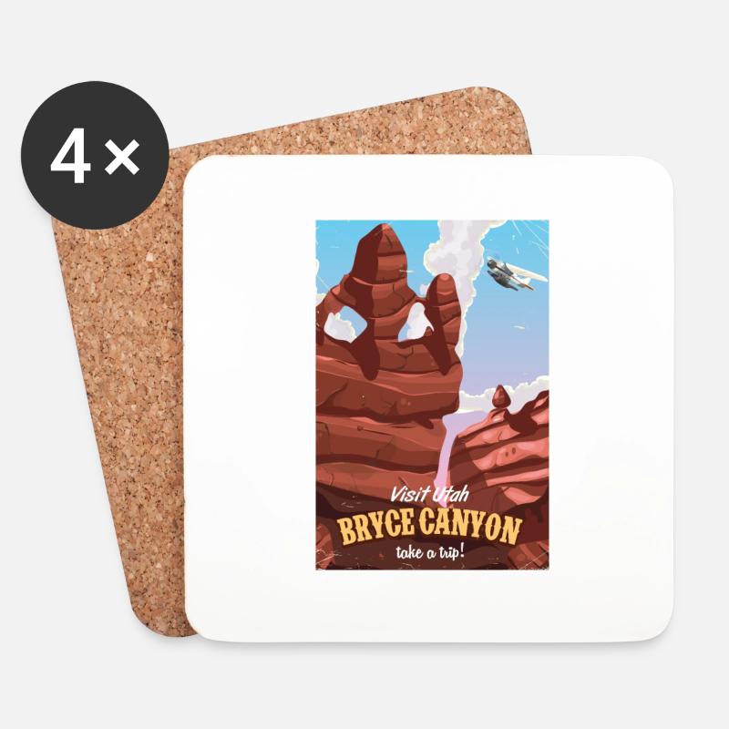 Bryce Canyon Utah Reiseplakat - Untersetzer (4er-Set) - Weiß
