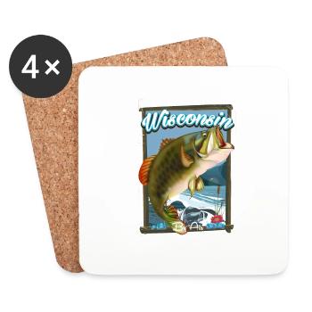 Wisconsin By Air Fishing Reiseplakat - Untersetzer (4er-Set) - Weiß - Vorne