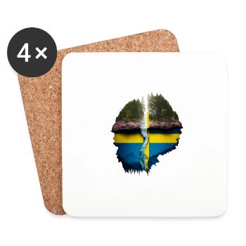 Sweden Travel Nature Flag Motif - Coasters (set of 4) - white - Front