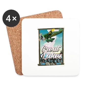 Great Lakes By Air vintage travel poster - Coasters (set of 4) - white - Front