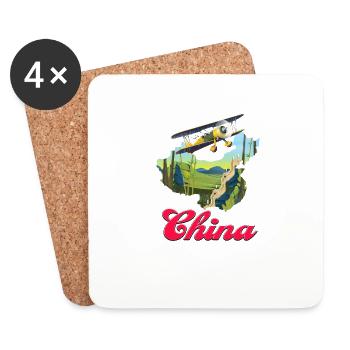 Reiseplakat der Chinesischen Mauer - Untersetzer (4er-Set) - Weiß - Vorne